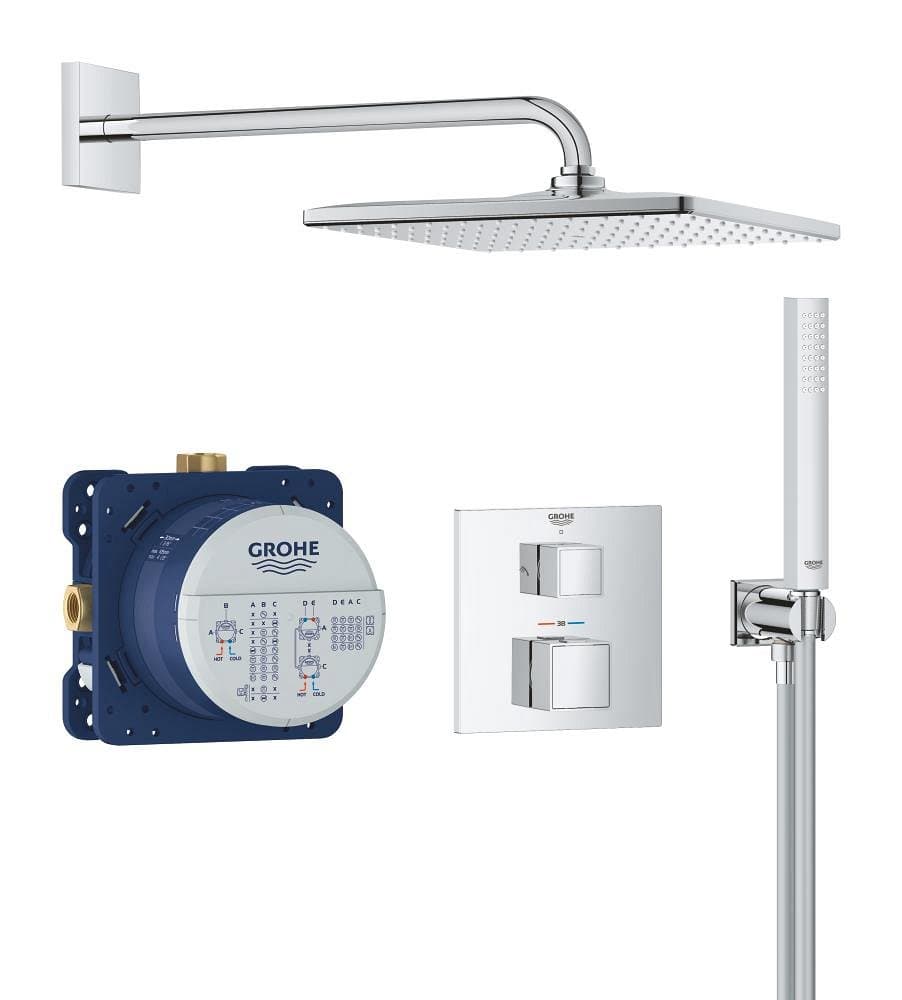 Douche encastrée avec Vitalio Rain Mono Cube GROHE Precision Pack Chrome