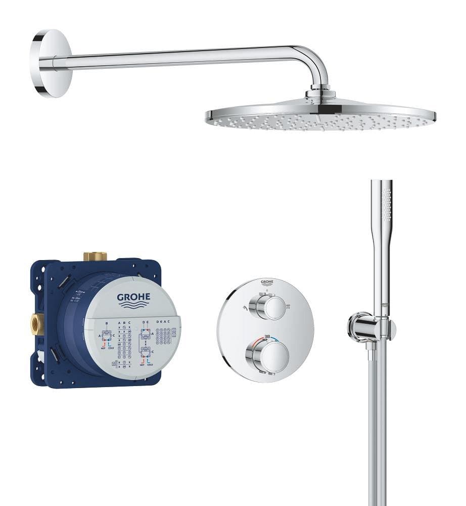 Douche encastrée avec Vitalio Rain Mono GROHE Precision Thermostat Pack Chrome