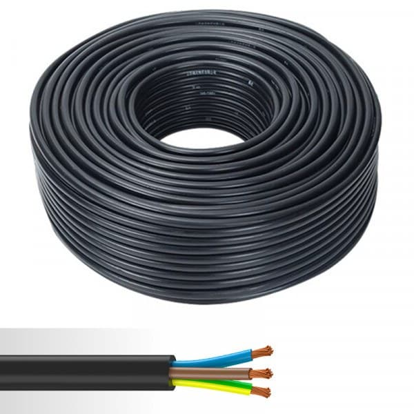 Câble H07-RN-F 3G2.5 noir Nexans Titanex — couronne 50m