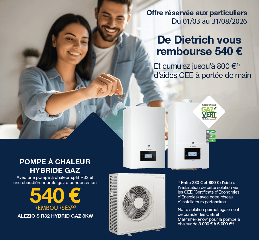 Offre pompe à chaleur hybride De Dietrich