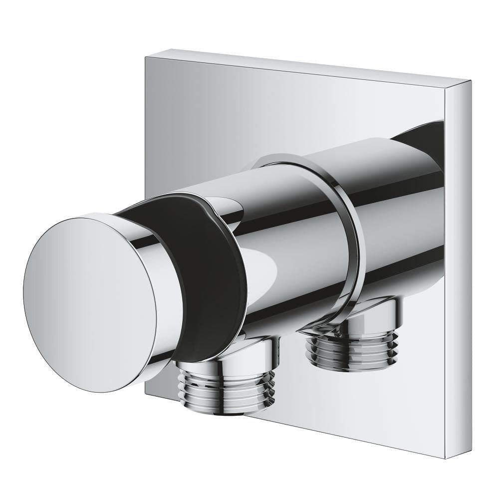 Coude de sortie murale avec support de douchette – Insert noir GROHE Rainshower Aqua Chrome — image 4