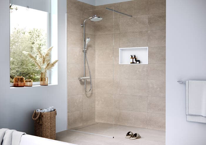 RainDrain Compact Caniveau de douche linéaire 800 avec hauteur d'encastrement 43 mm à carreler Hansgrohe — image 2
