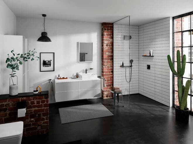 Xevolos E Meuble bas pour double vasque/lavabo à poser Xevolos E 1370/550, 4 tiroirs, caisson Blanc mat Hansgrohe — image 2