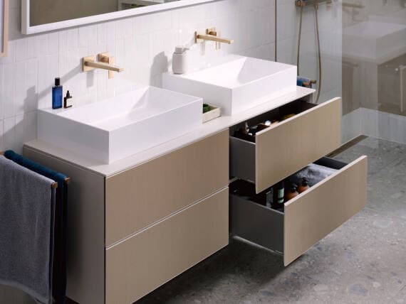 Xevolos E Meuble bas pour vasque/lavabo à poser 980/550, 1 tiroir, caisson Beige mat Hansgrohe — image 4