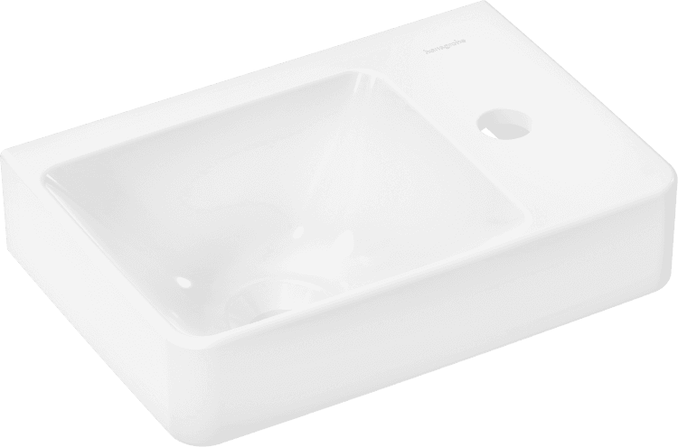 Xelu Q Lave-mains 360/250 avec plage de pose à droite, sans trop plein, percé pour robinet Hansgrohe