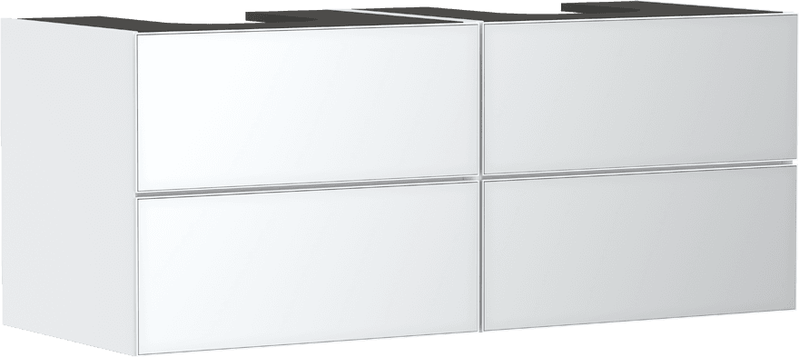 Xevolos E Meuble bas pour double vasque/lavabo à poser Xevolos E 1370/550, 4 tiroirs, caisson Blanc mat Hansgrohe