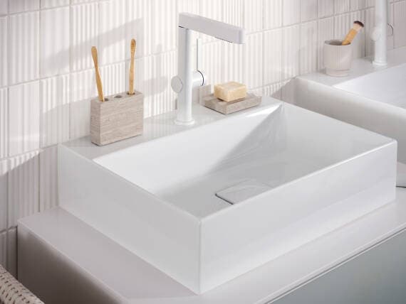 Xevolos E Meuble bas pour vasque/lavabo à poser 980/550, 1 tiroir, caisson Beige mat Hansgrohe — image 5
