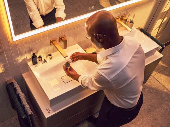 Xevolos E Meuble bas pour lave-mains 340/245, charnière de porte droite, caisson Blanc mat Hansgrohe